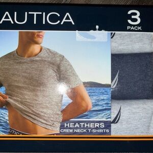 Nautica Men's Heathers Crew Neck T-Shirt 3-Pack - Gray, Navy, Light Gray